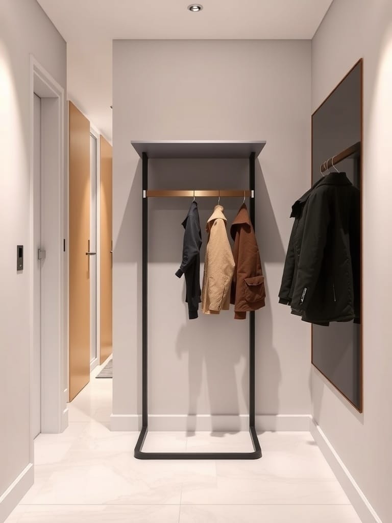 Moderne Garderobe im Flur mit minimalistischer Gestaltung und Platz für Jacken.