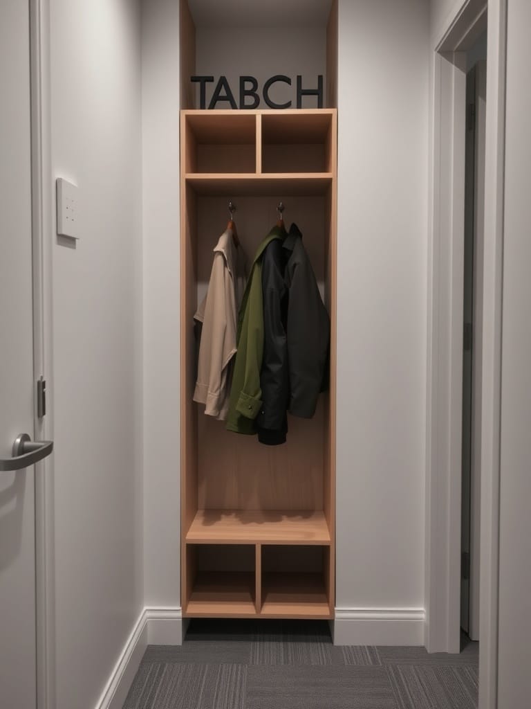 Garderobe mit Fächern in einem kleinen Flur