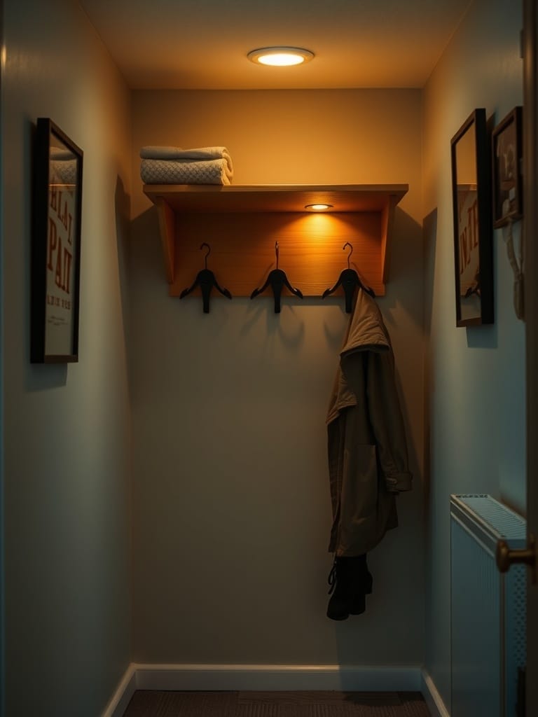 Garderobe mit integriertem Licht im kleinen Flur