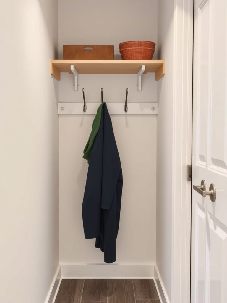 Garderobe mit Klapphaken in einem kleinen Flur