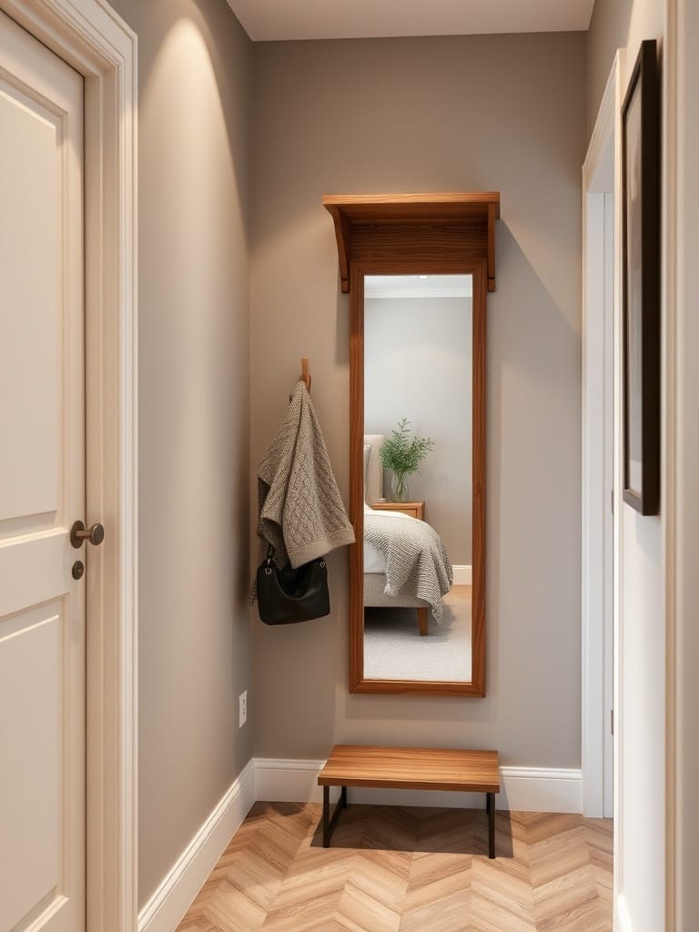 Garderobe mit Spiegel in einem kleinen Flur
