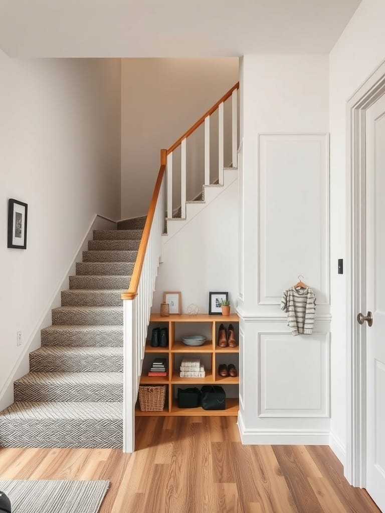 Treppen mit einem Regal für Stauraum
