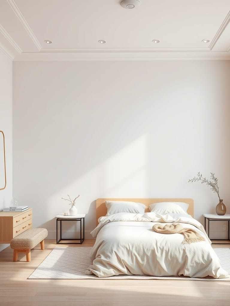 Schlafzimmer mit sanften Farben und minimalistischem Design